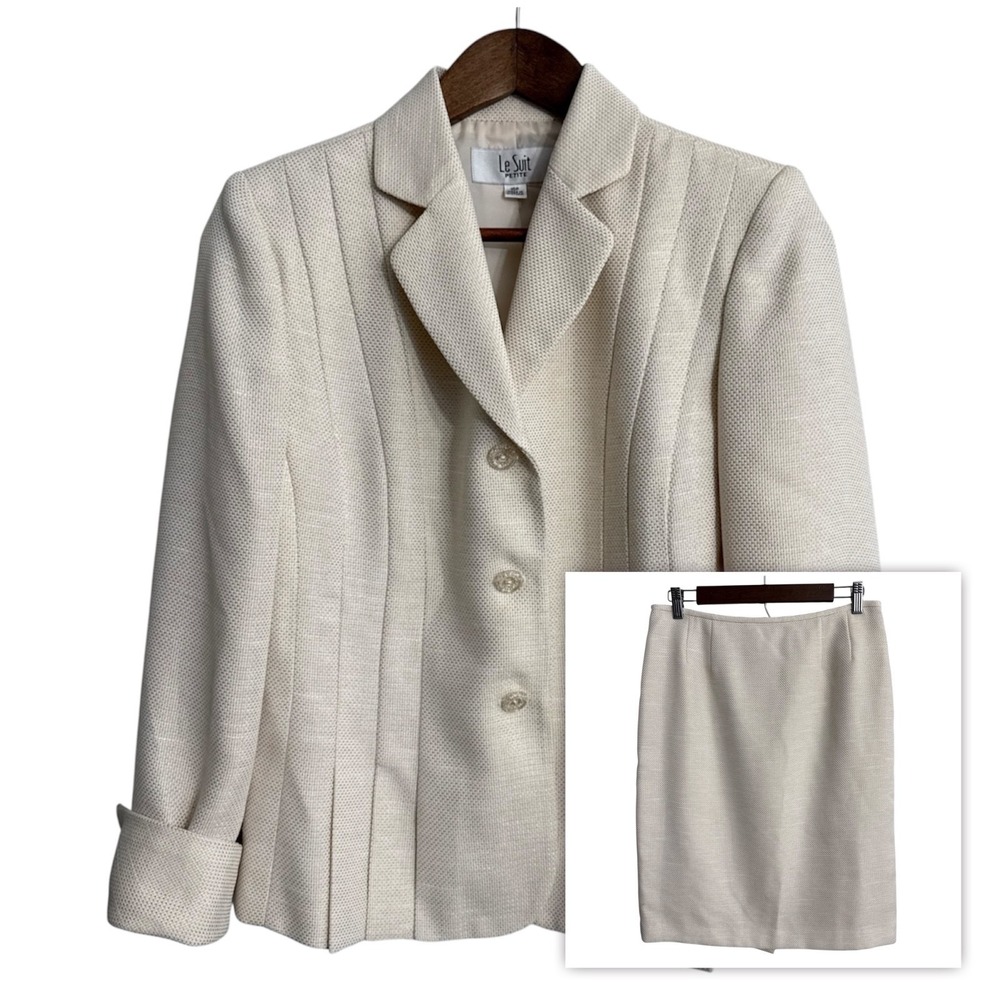Le Suit blazer skirt suit set women's 10P‎ petite wedding career coordinating